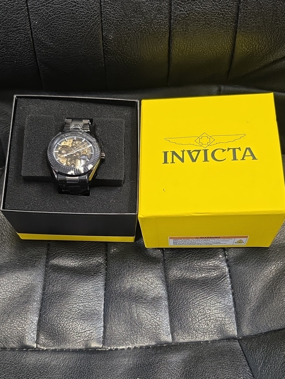 Invicta Automatic Men's Black Stainless Steel Skeleton Watch